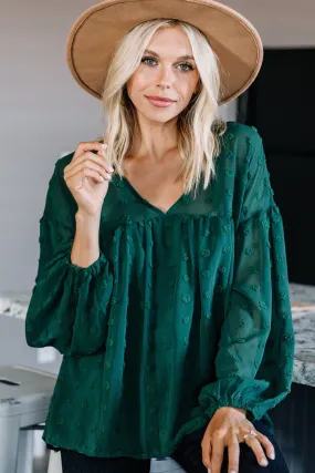 Eternal Beauty Hunter Green Swiss Dot Top