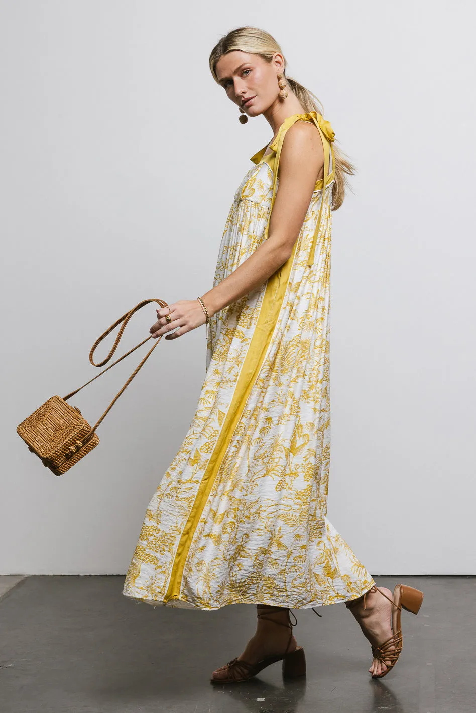 Eva Floral Dress in Mustard - FINAL SALE