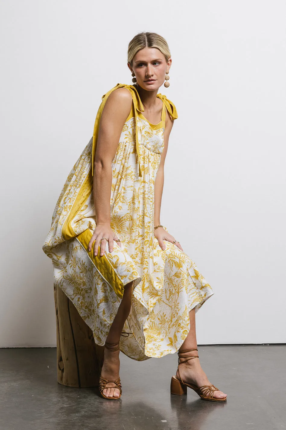 Eva Floral Dress in Mustard - FINAL SALE