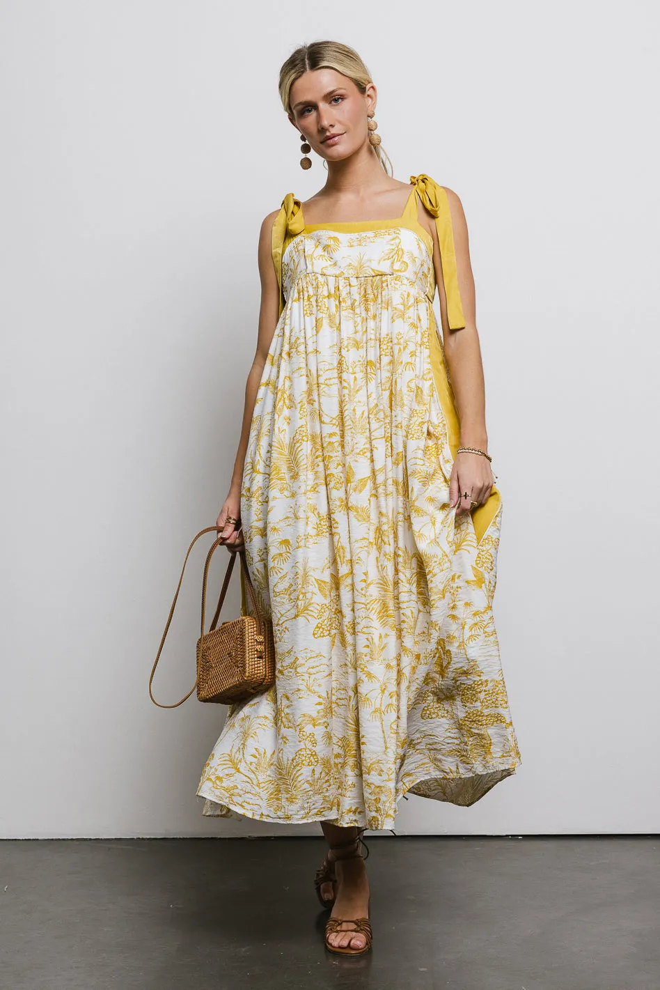 Eva Floral Dress in Mustard - FINAL SALE