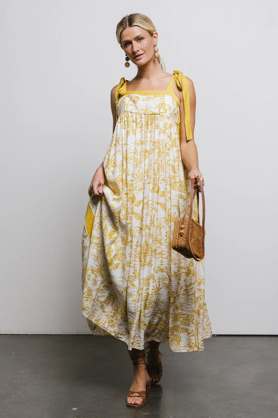 Eva Floral Dress in Mustard - FINAL SALE