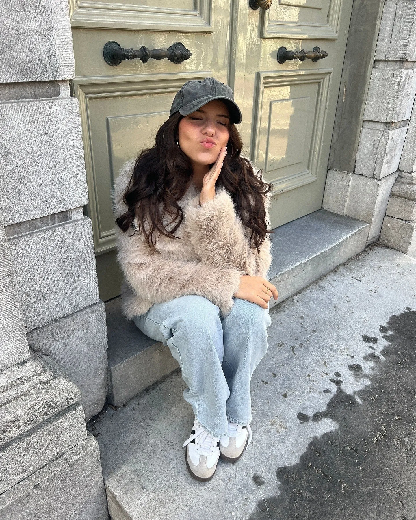 Faux Fur Coat Taupe