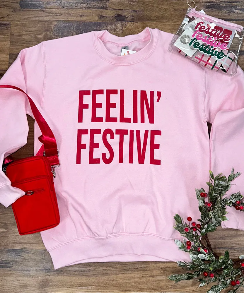 Feelin Festive Pink Sweatshirt