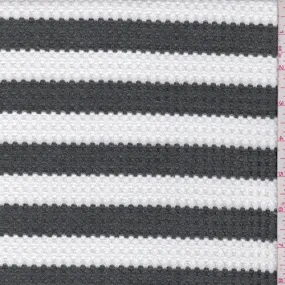 Fern Green Stripe Bubble Thermal Knit Fabric