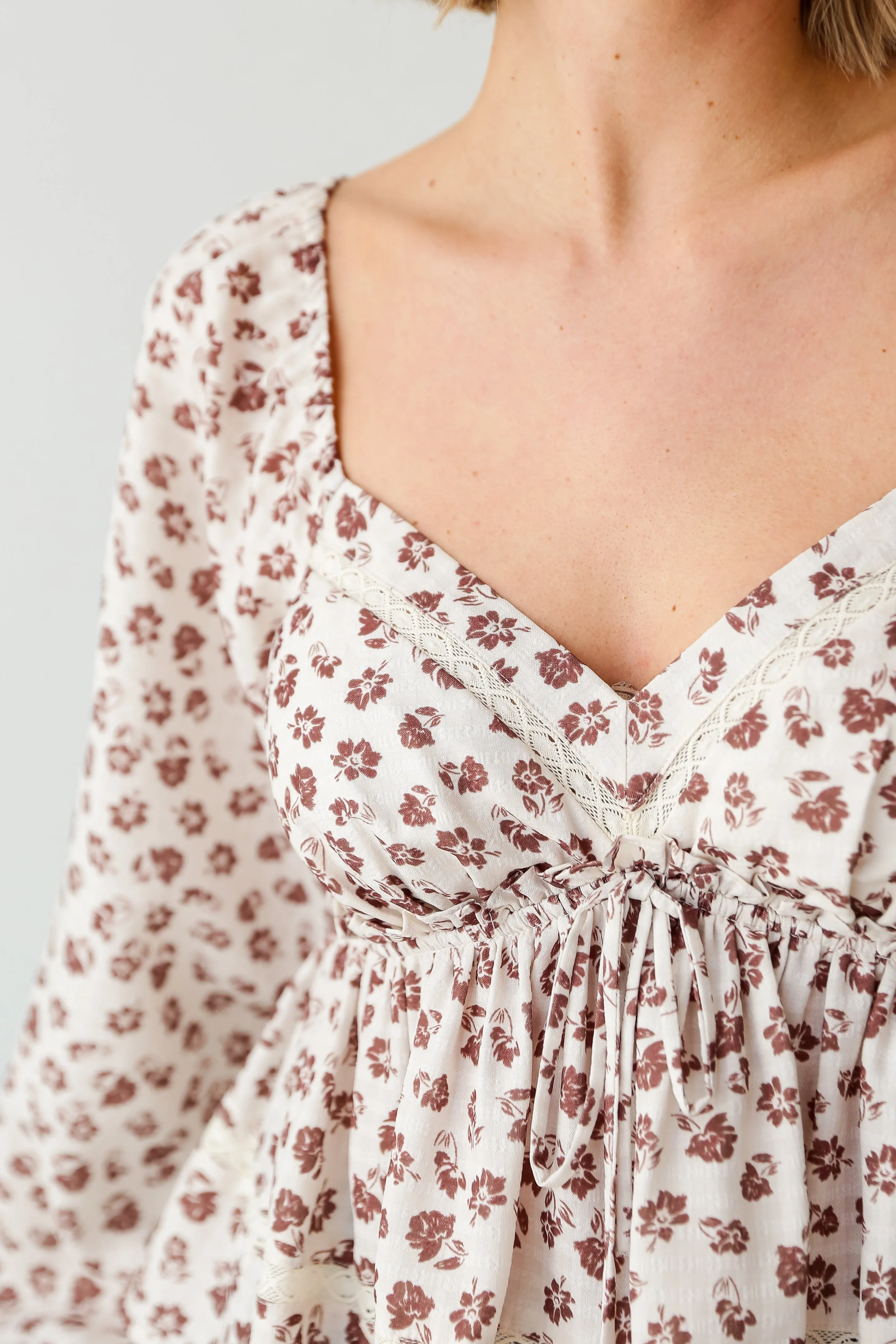 FINAL SALE - Darling Crush Cream Floral Babydoll Blouse