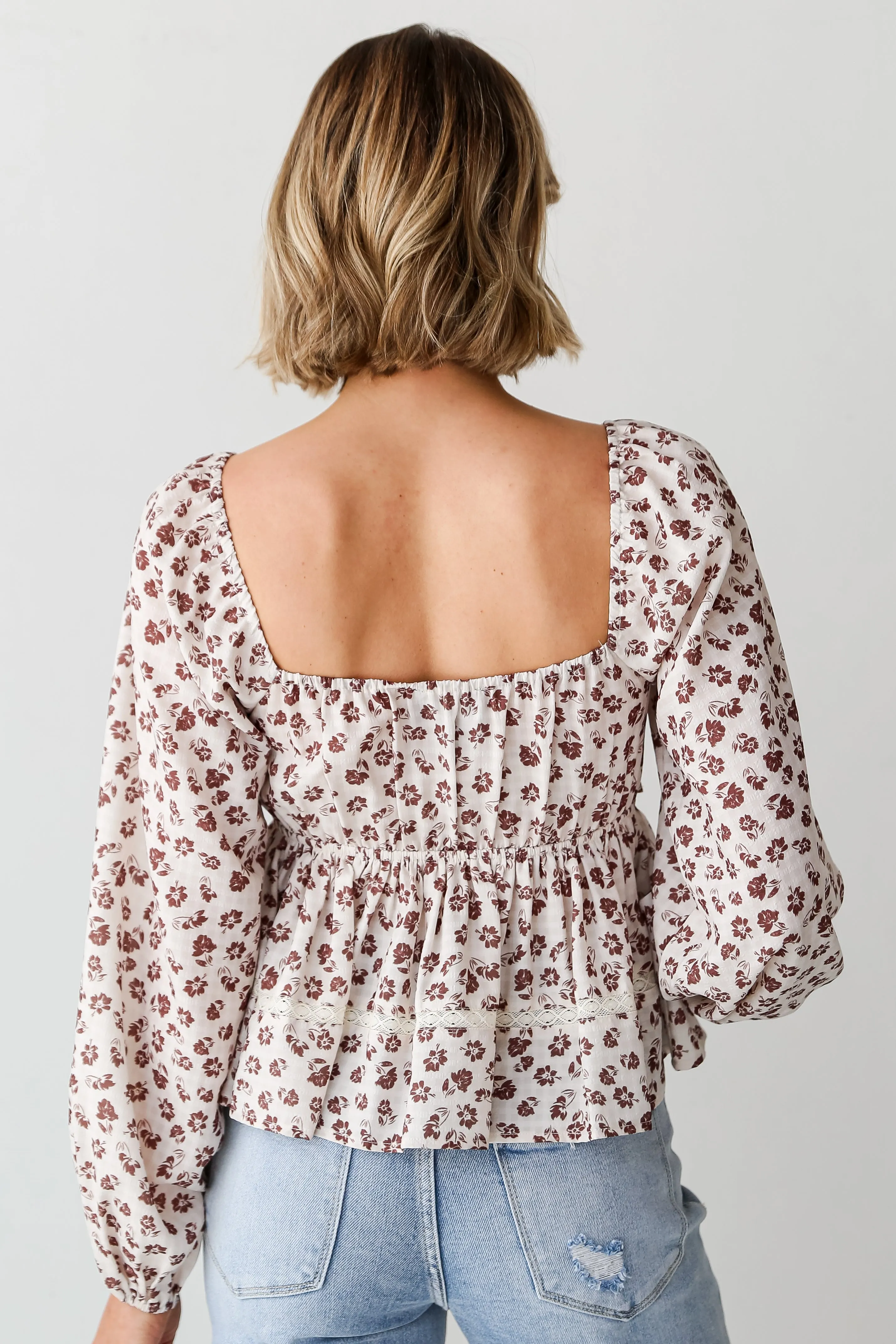 FINAL SALE - Darling Crush Cream Floral Babydoll Blouse