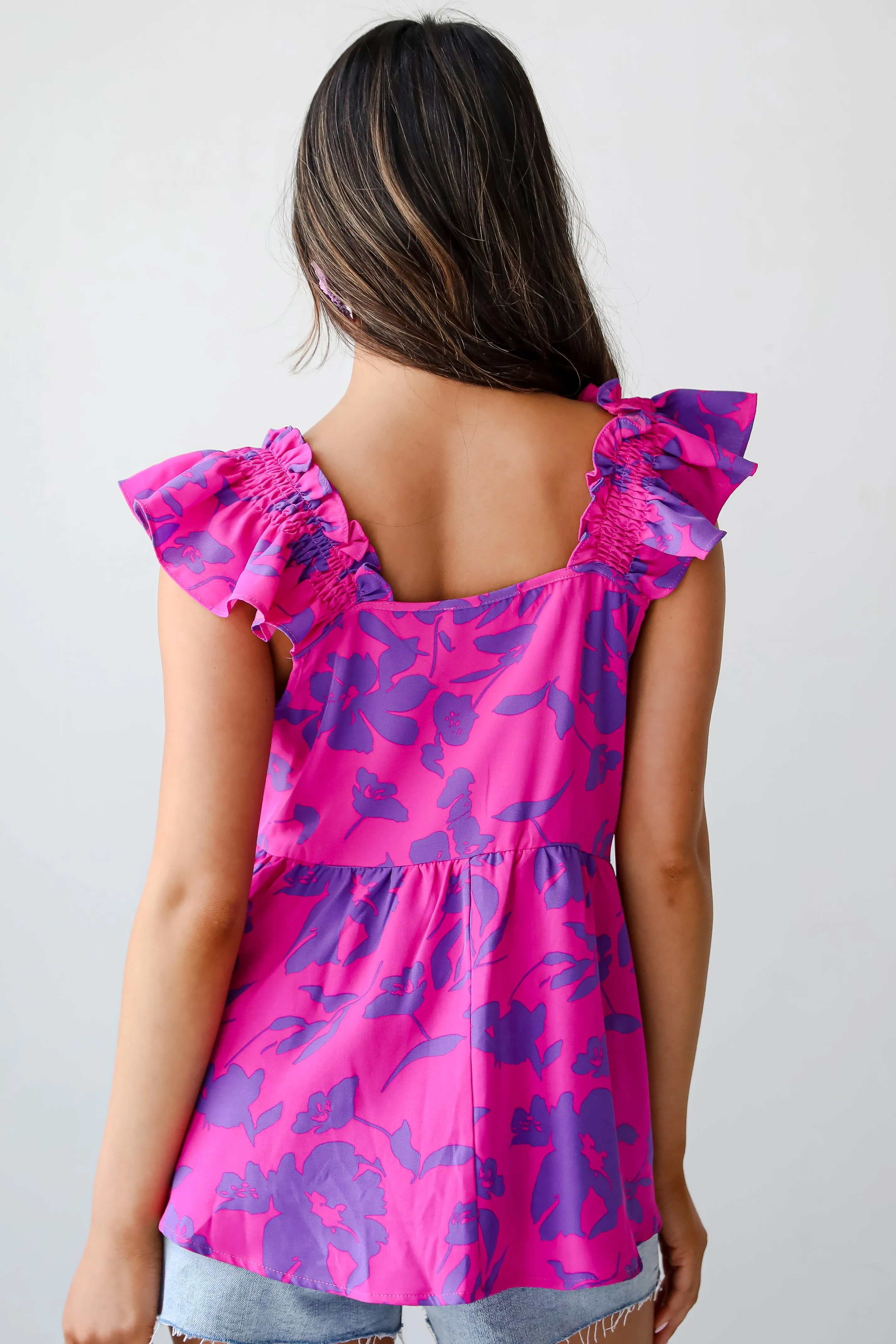 FINAL SALE - Fancy Sweetness Magenta Floral Babydoll Tank
