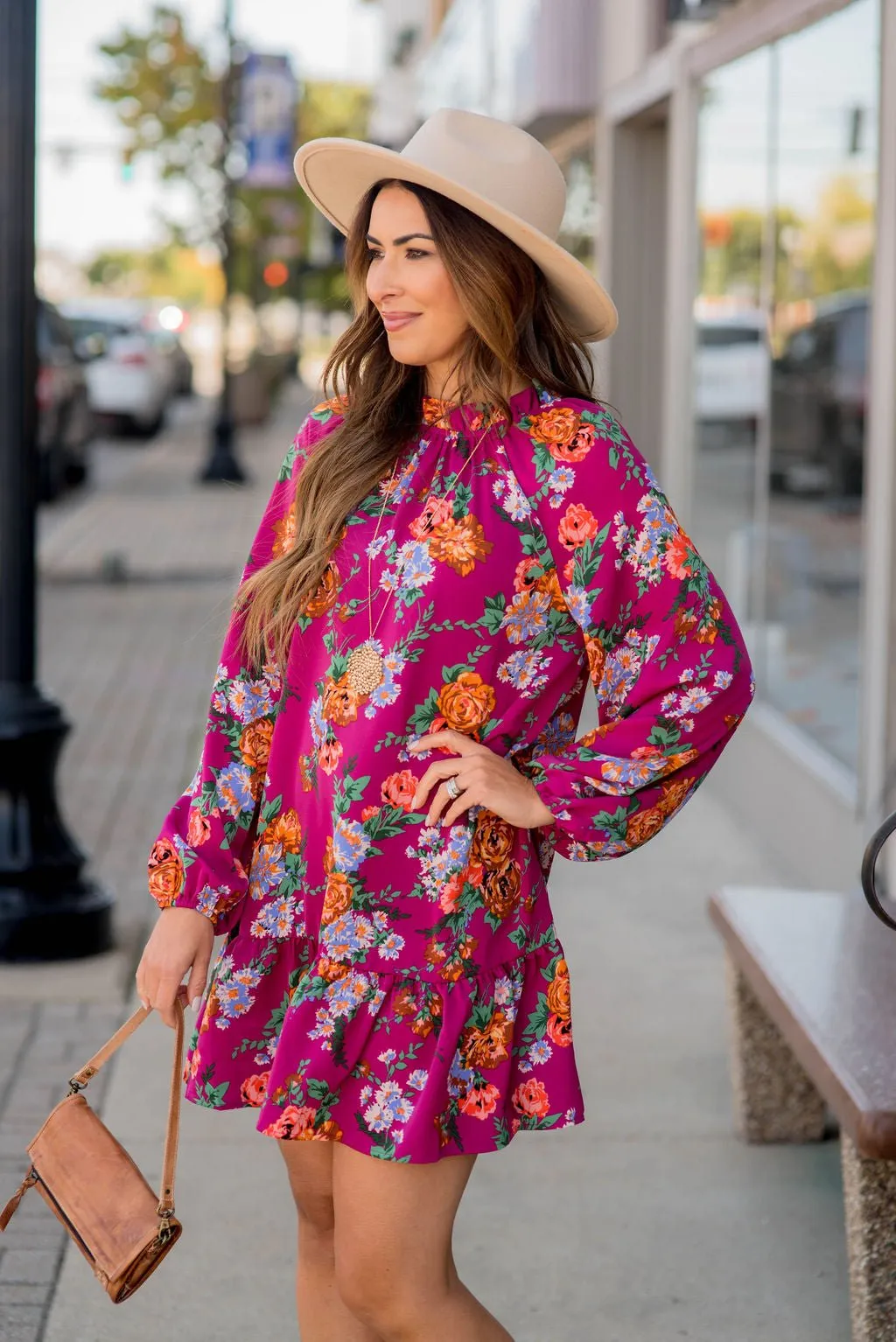 Floral Bunches Long Sleeve Dress