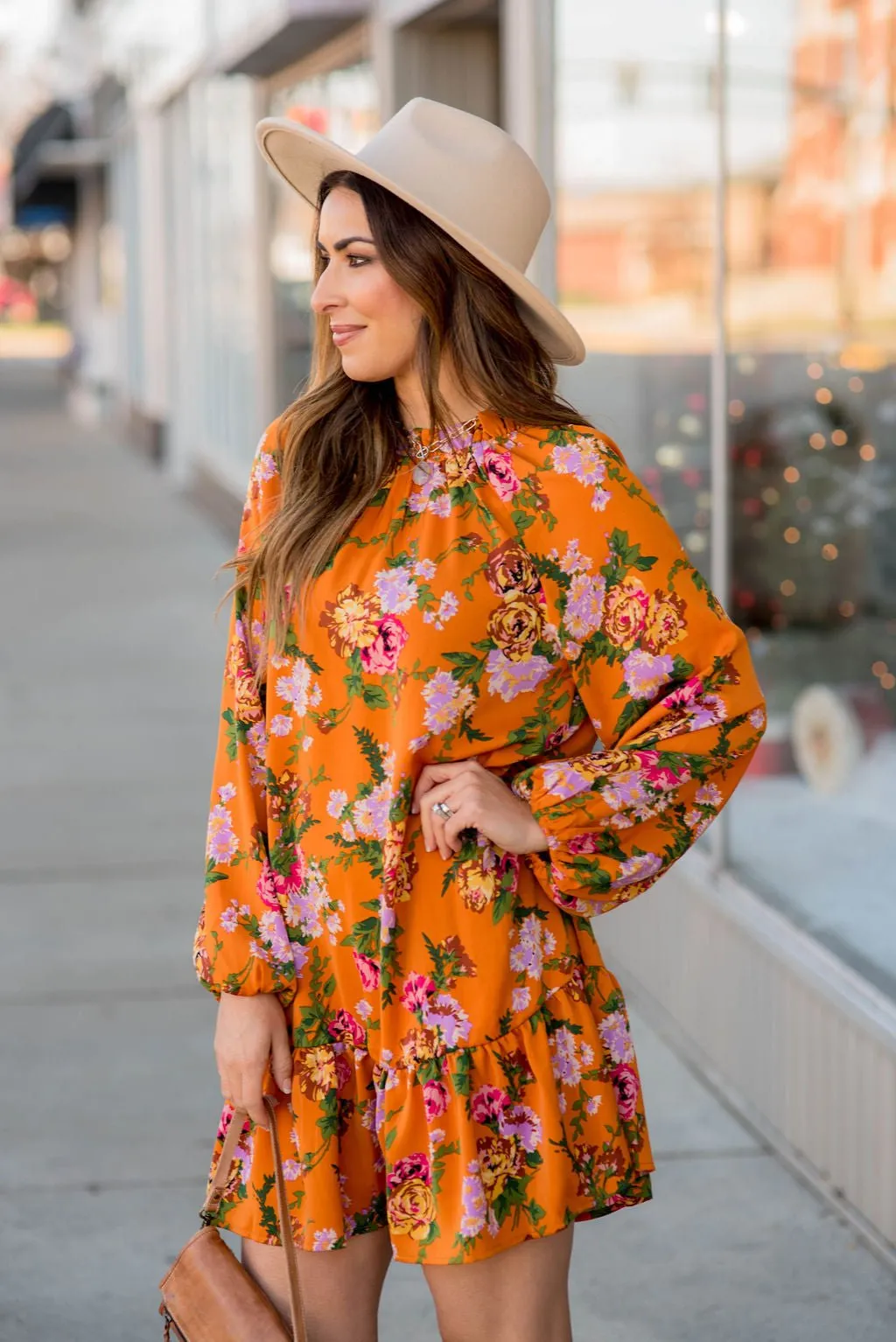 Floral Bunches Long Sleeve Dress
