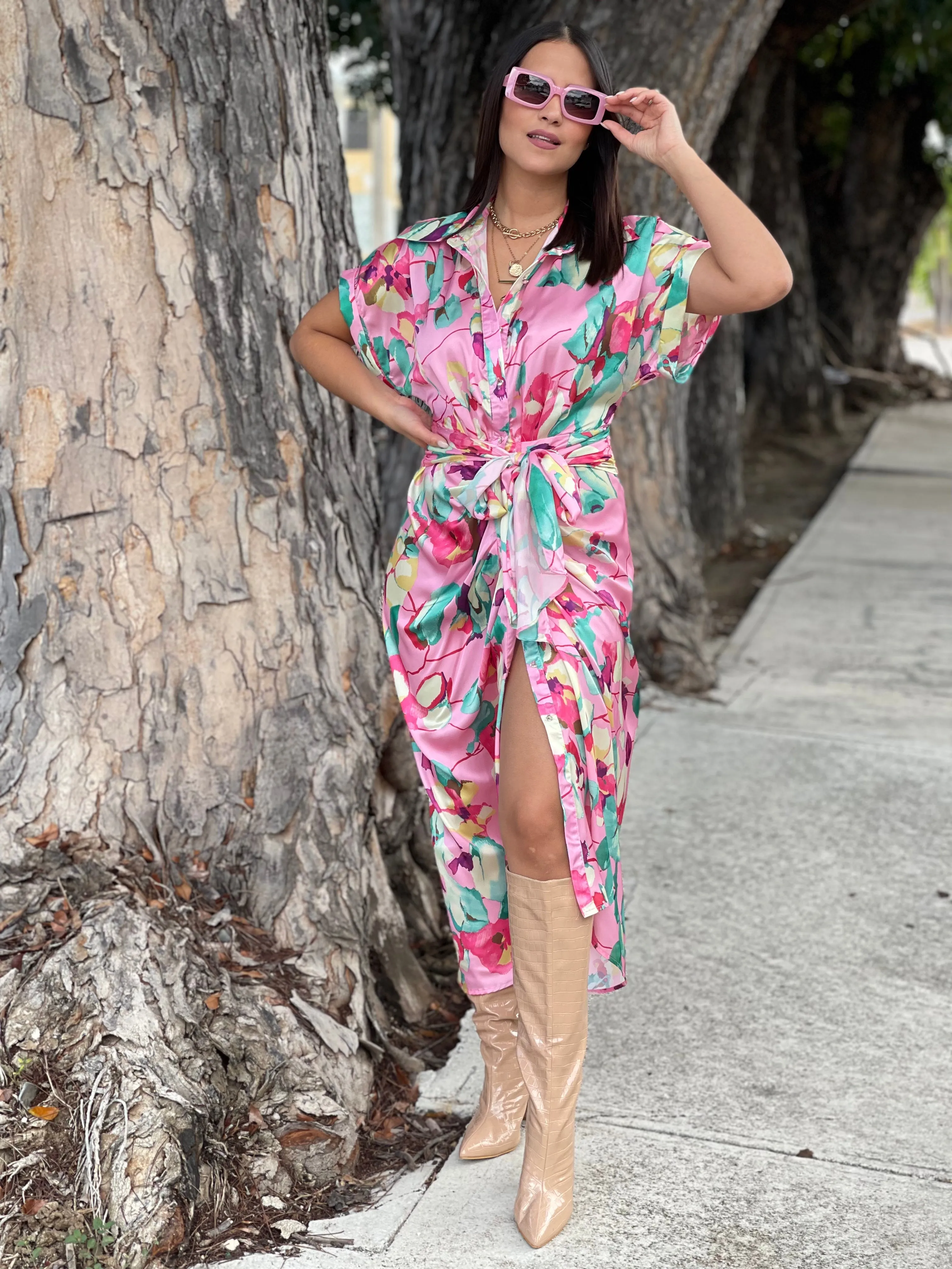 Floral Pink Maxi Dress