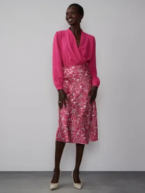 Floral Satin Midi Skirt