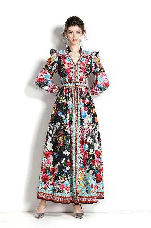Floral Vintage Long Maxi Dress