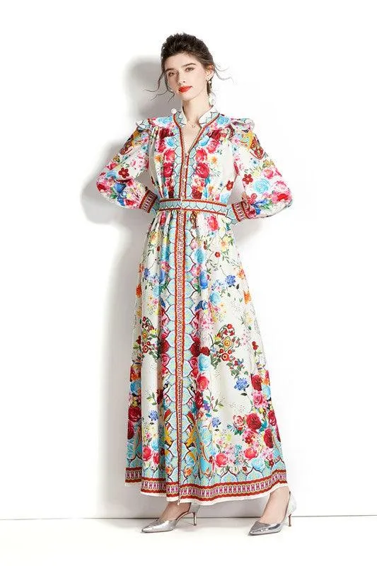 Floral Vintage Long Maxi Dress