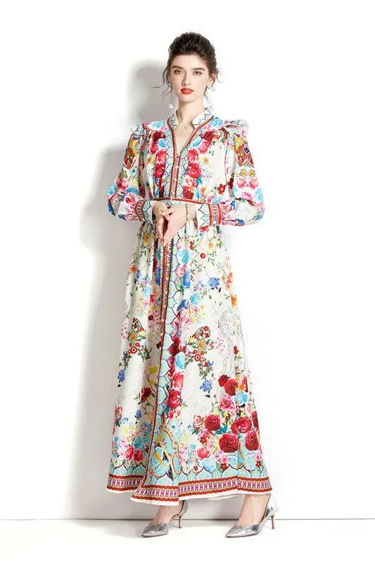 Floral Vintage Long Maxi Dress