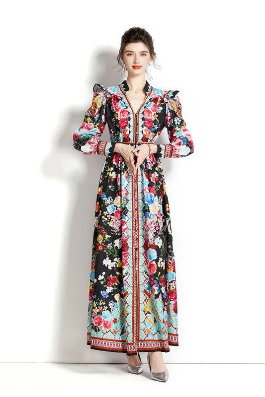 Floral Vintage Long Maxi Dress
