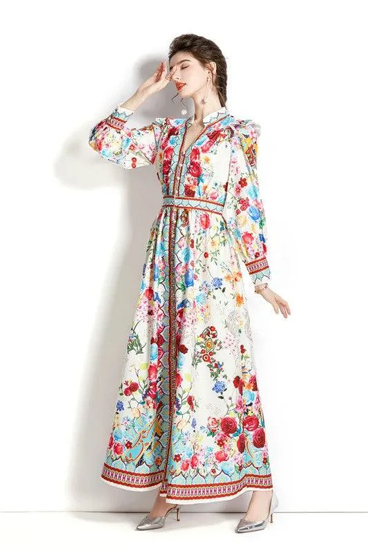 Floral Vintage Long Maxi Dress