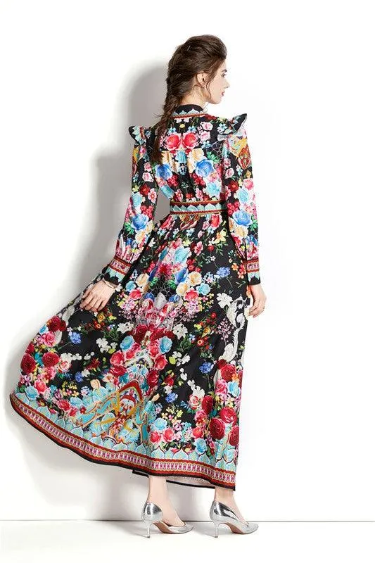 Floral Vintage Long Maxi Dress
