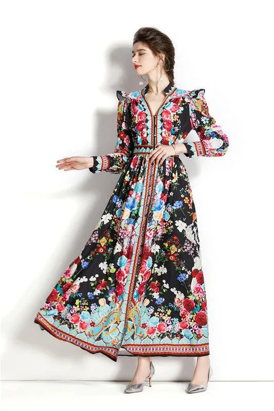 Floral Vintage Long Maxi Dress