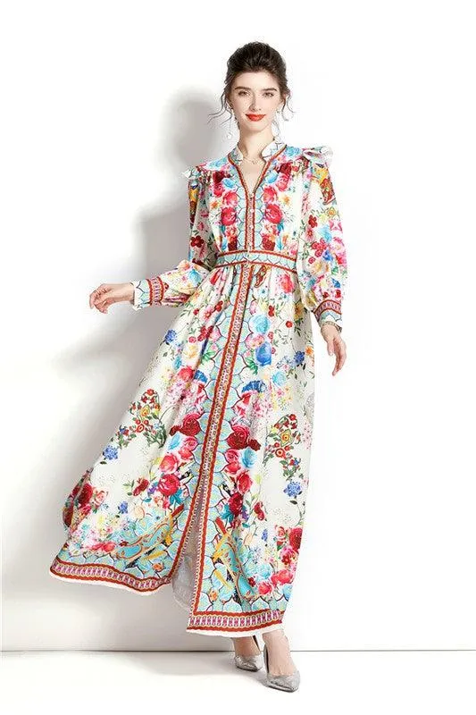 Floral Vintage Long Maxi Dress