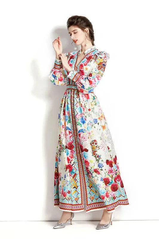 Floral Vintage Long Maxi Dress