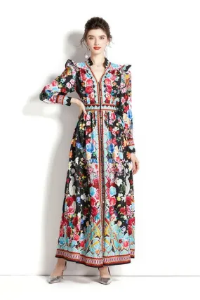 Floral Vintage Long Maxi Dress