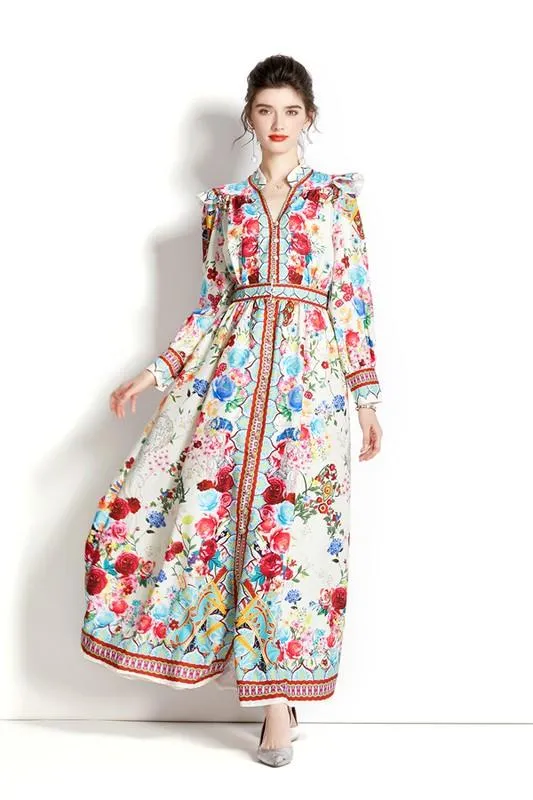 Floral Vintage Long Maxi Dress