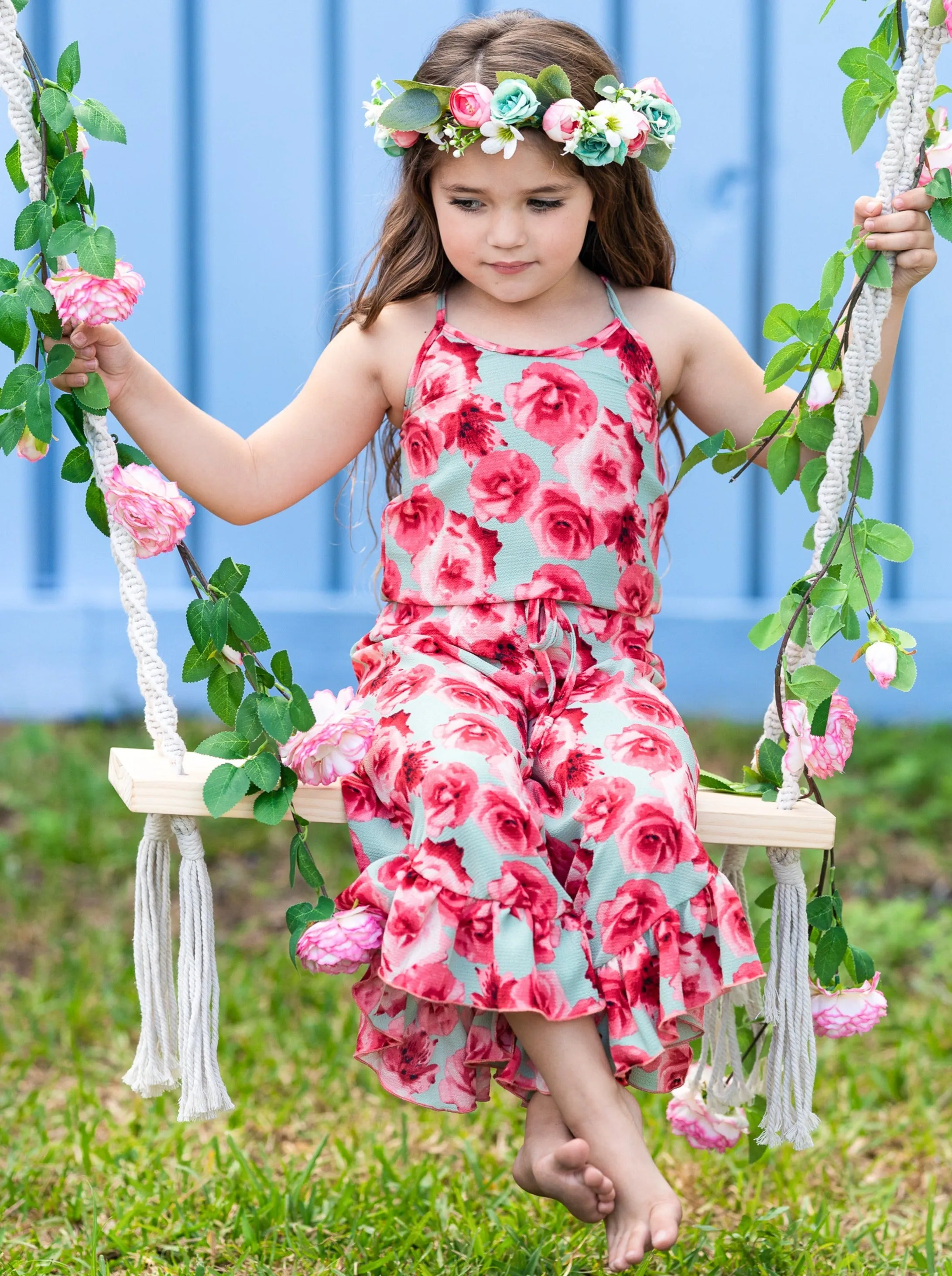Flowers Are Forever Ruffle Hem Jumpsuit