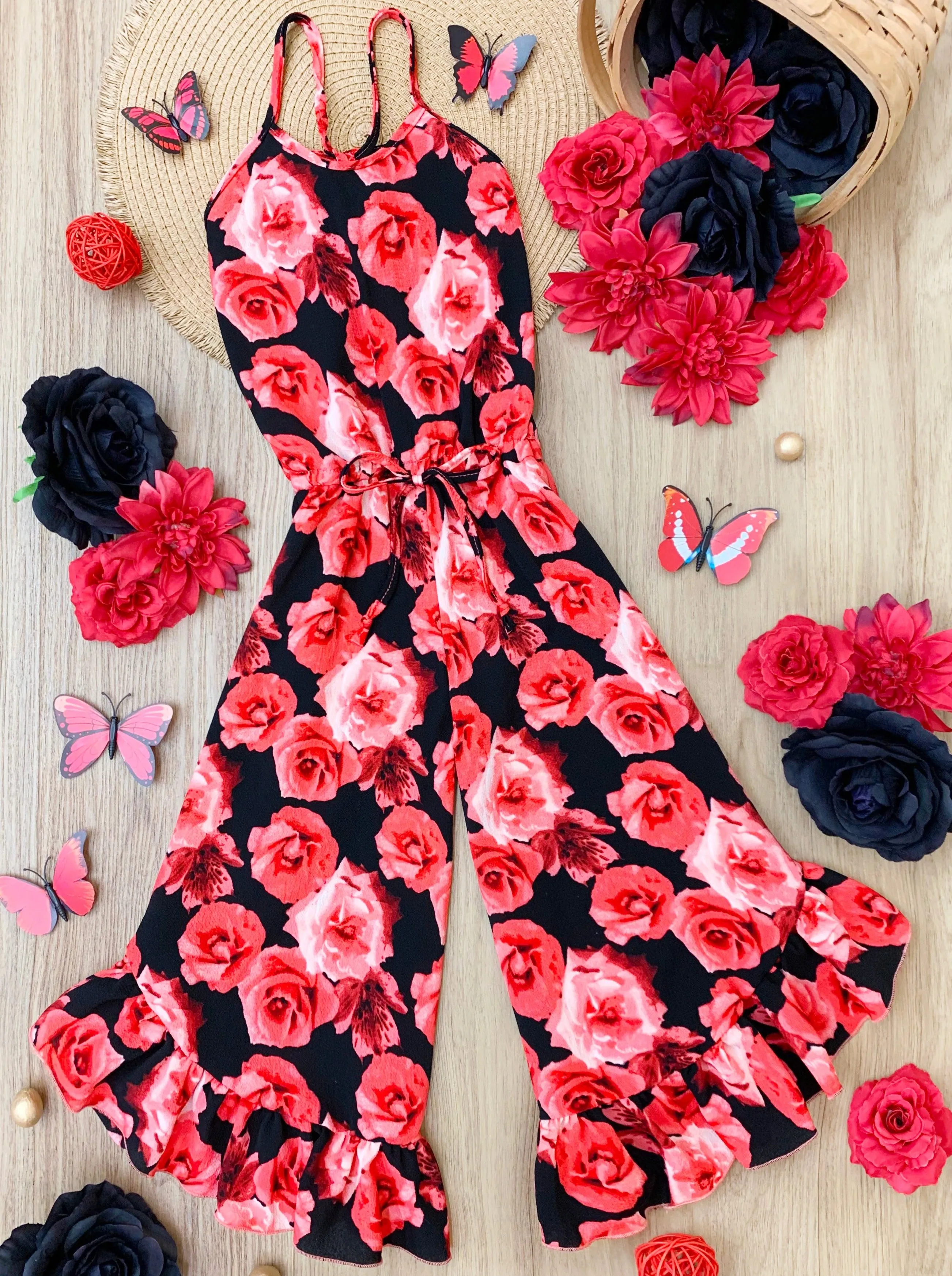 Flowers Are Forever Ruffle Hem Jumpsuit