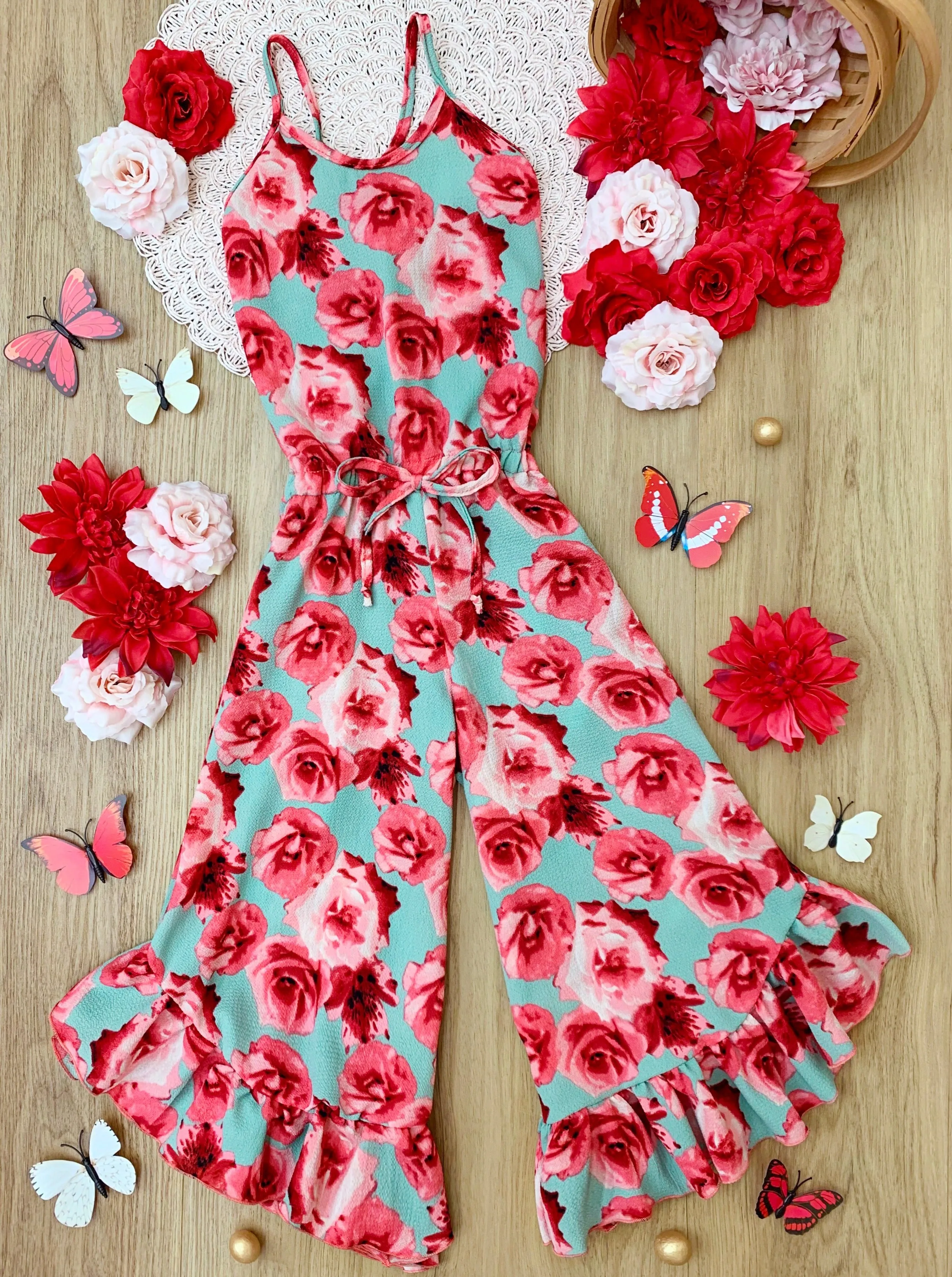 Flowers Are Forever Ruffle Hem Jumpsuit