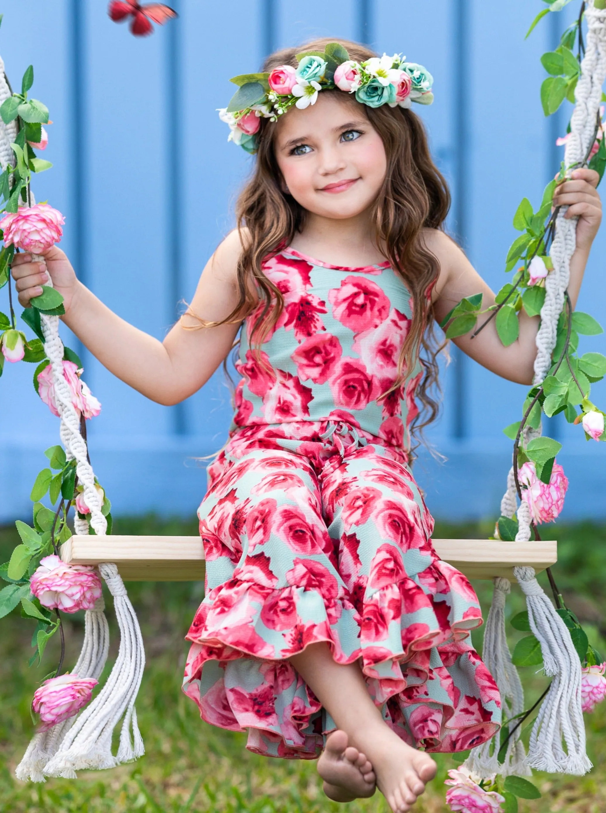 Flowers Are Forever Ruffle Hem Jumpsuit