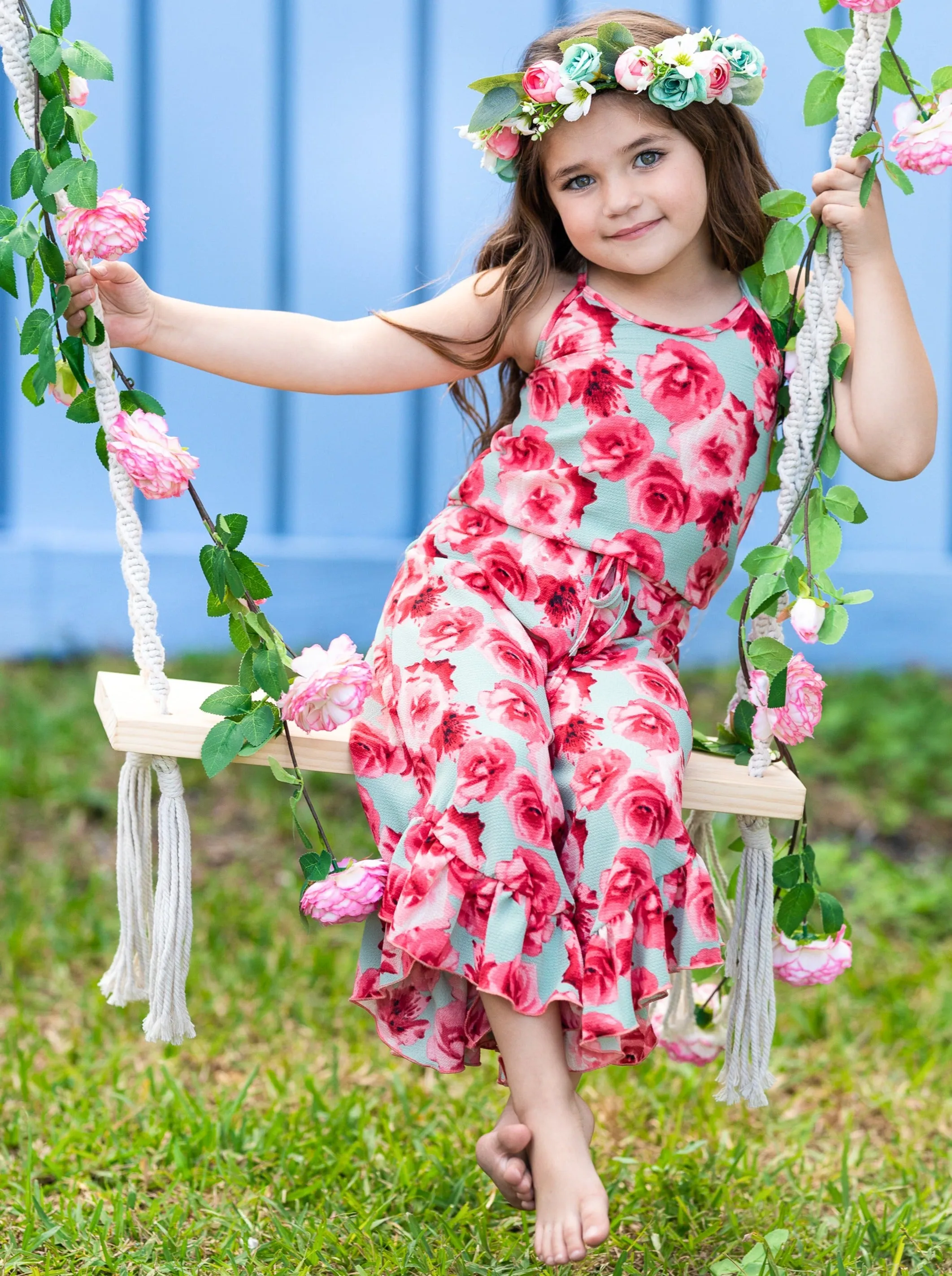Flowers Are Forever Ruffle Hem Jumpsuit