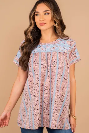 Forever Young Taupe Brown Embroidered Top