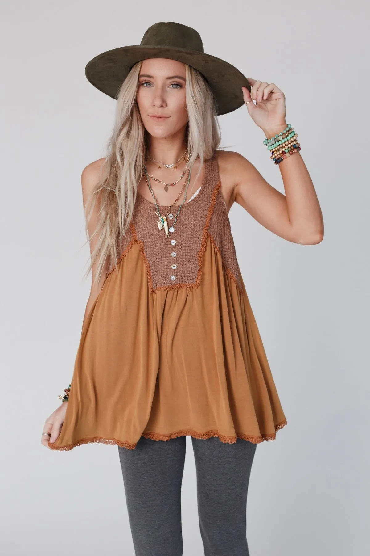 Friday Feelings Babydoll Top - Mocha