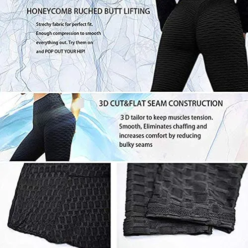 FSIGOM Women's High WAIS Yoga Pants Workout Soft Tights Fitness Printed Tummy Control Leggings (Black, S)