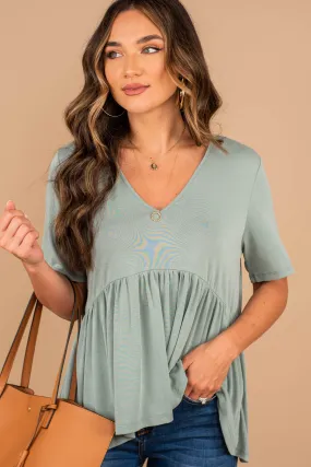 Full Of Grace Sage Green Babydoll Top
