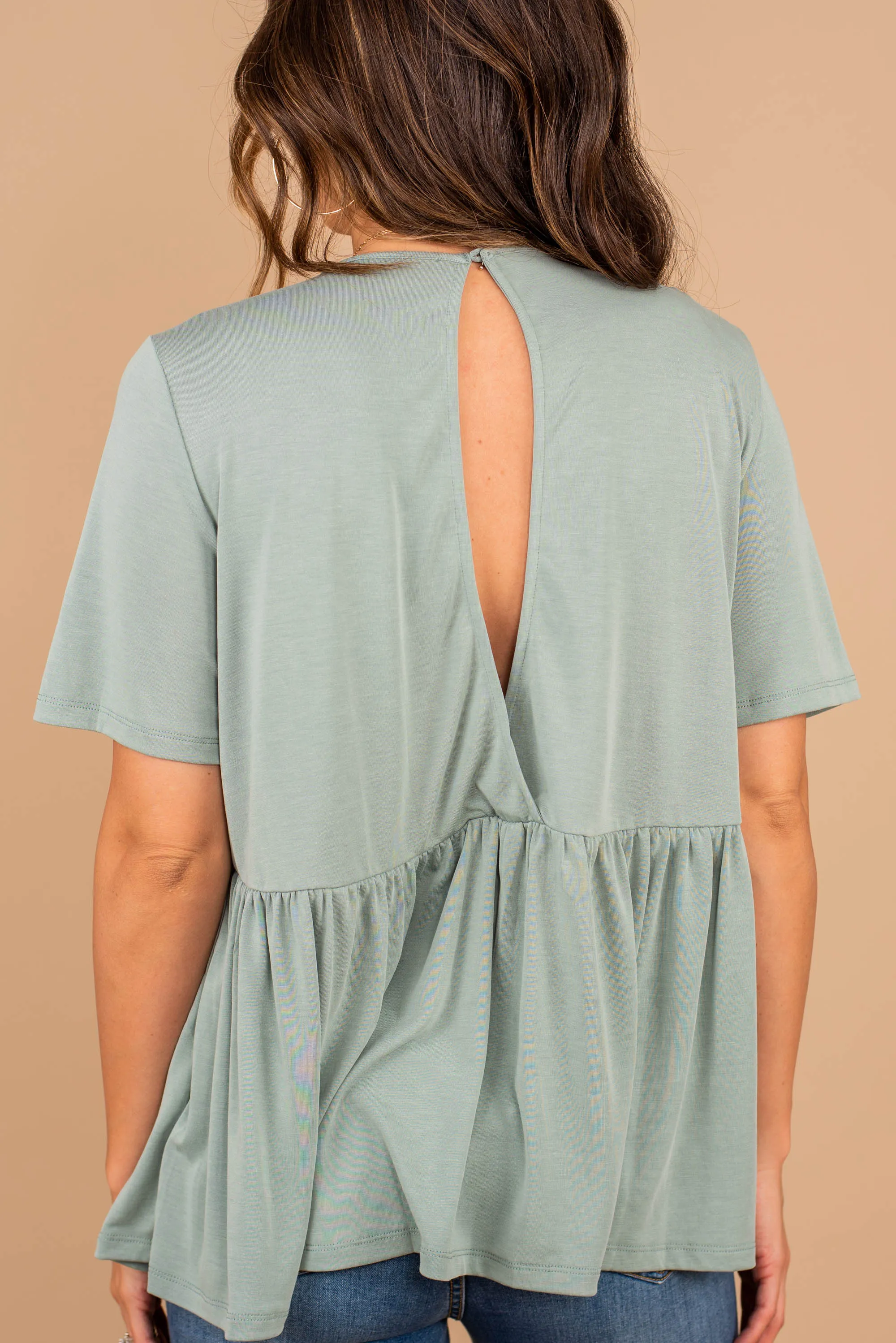 Full Of Grace Sage Green Babydoll Top