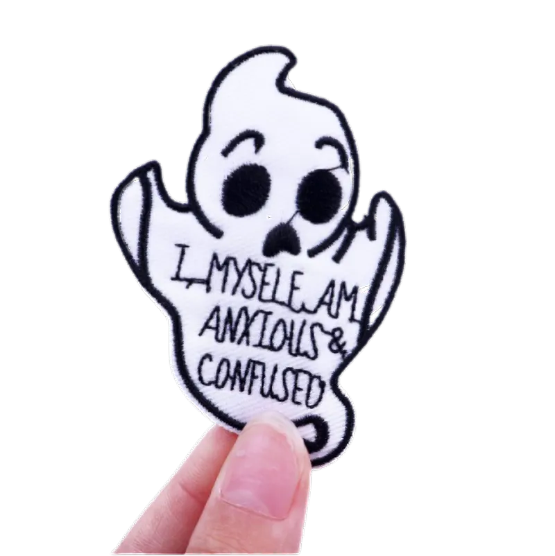 Ghost With An Inscription Style Patches For Clothing / Stylish Thermal Badges