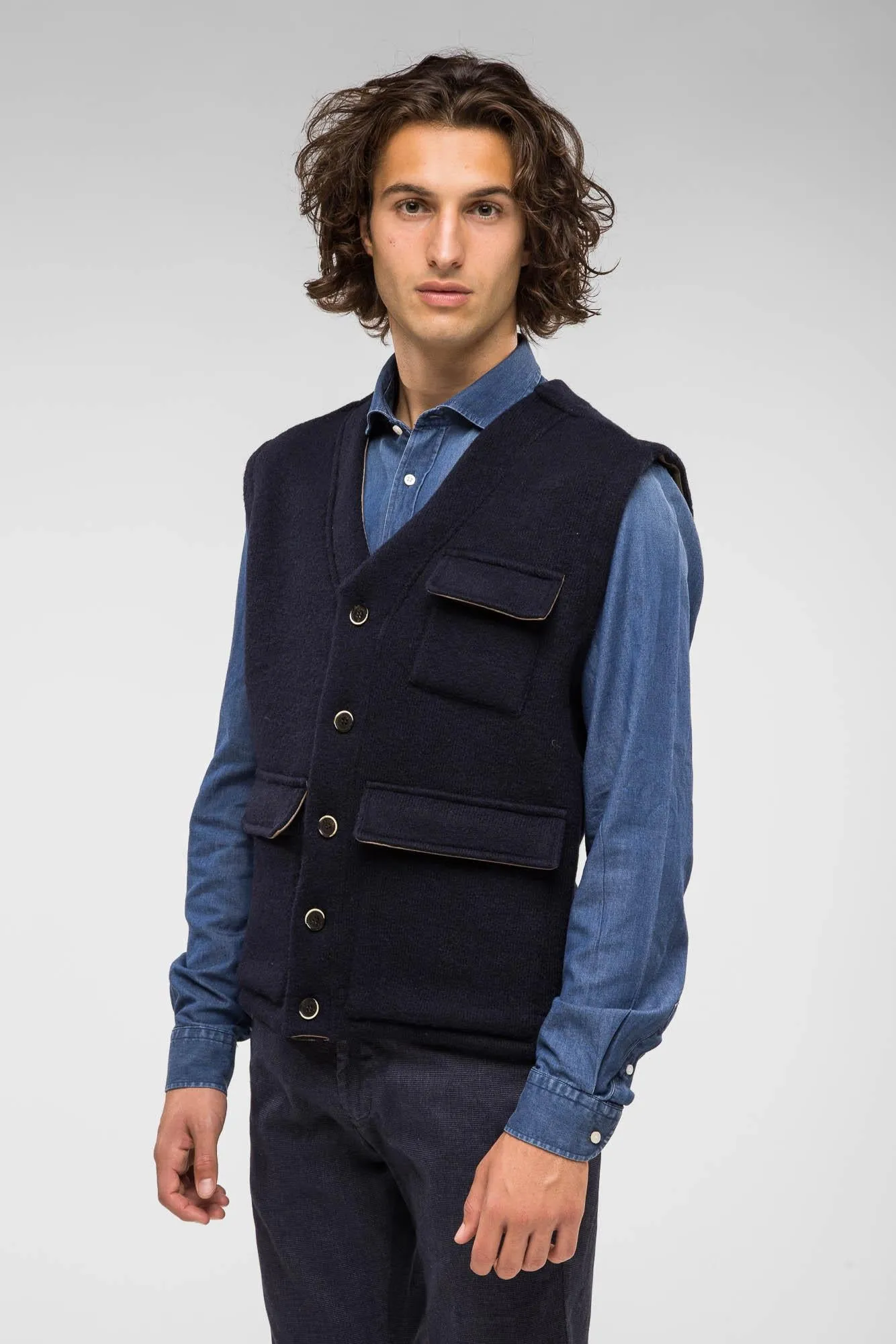 GILET IN LANA BLU