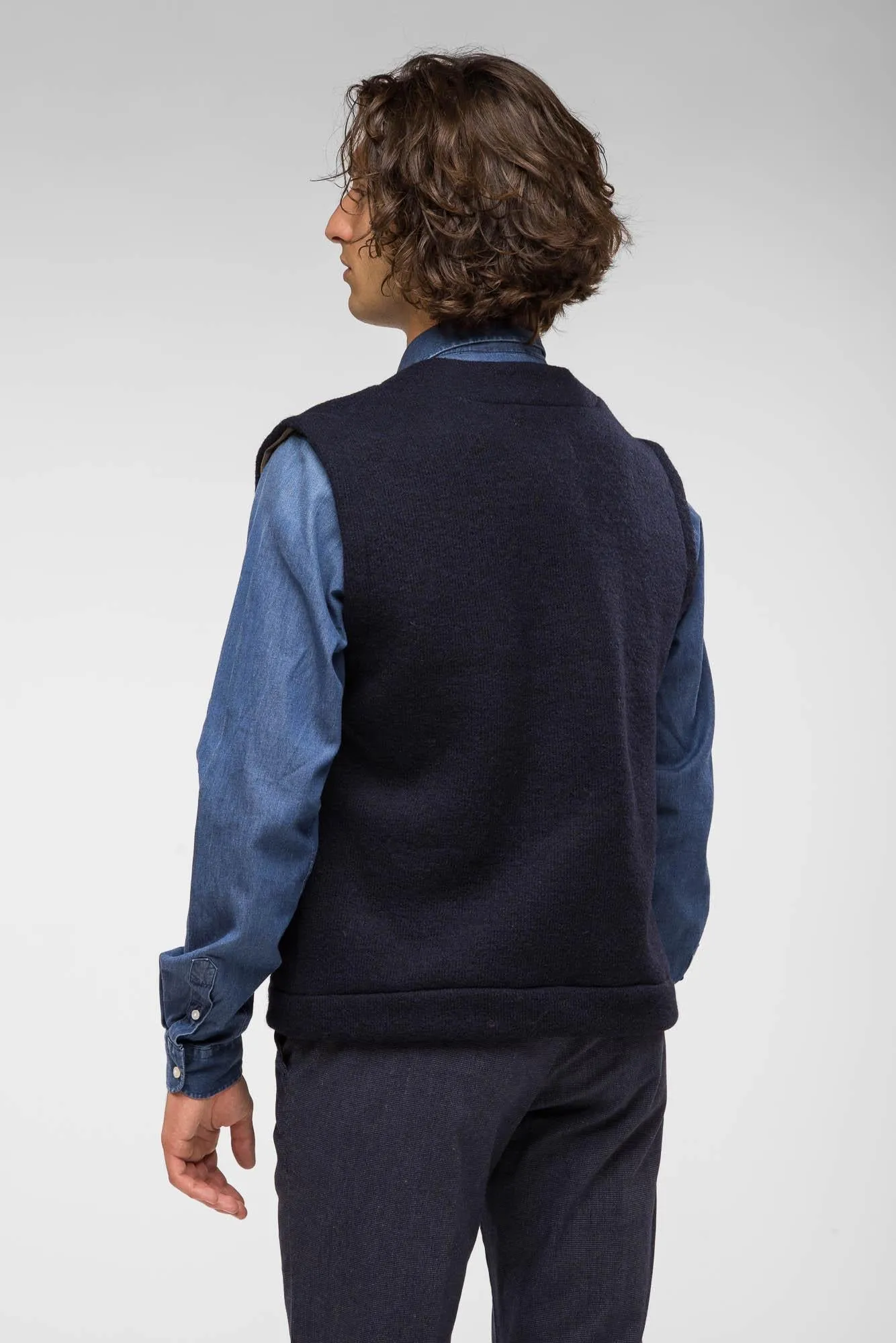GILET IN LANA BLU