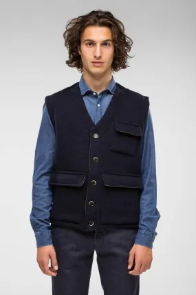 GILET IN LANA BLU
