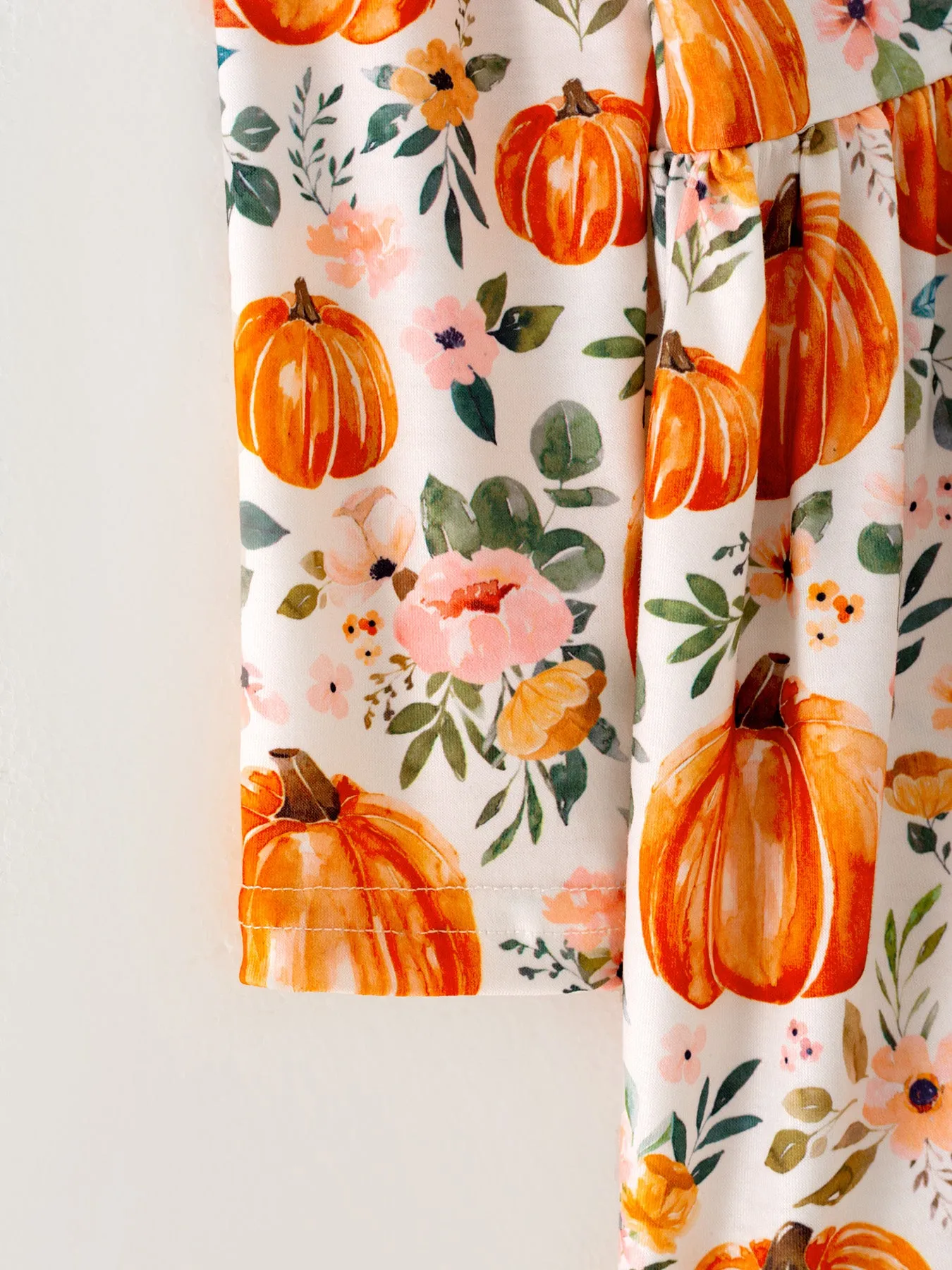 Girls Halloween Pumpkin Print Long Sleeve Dress