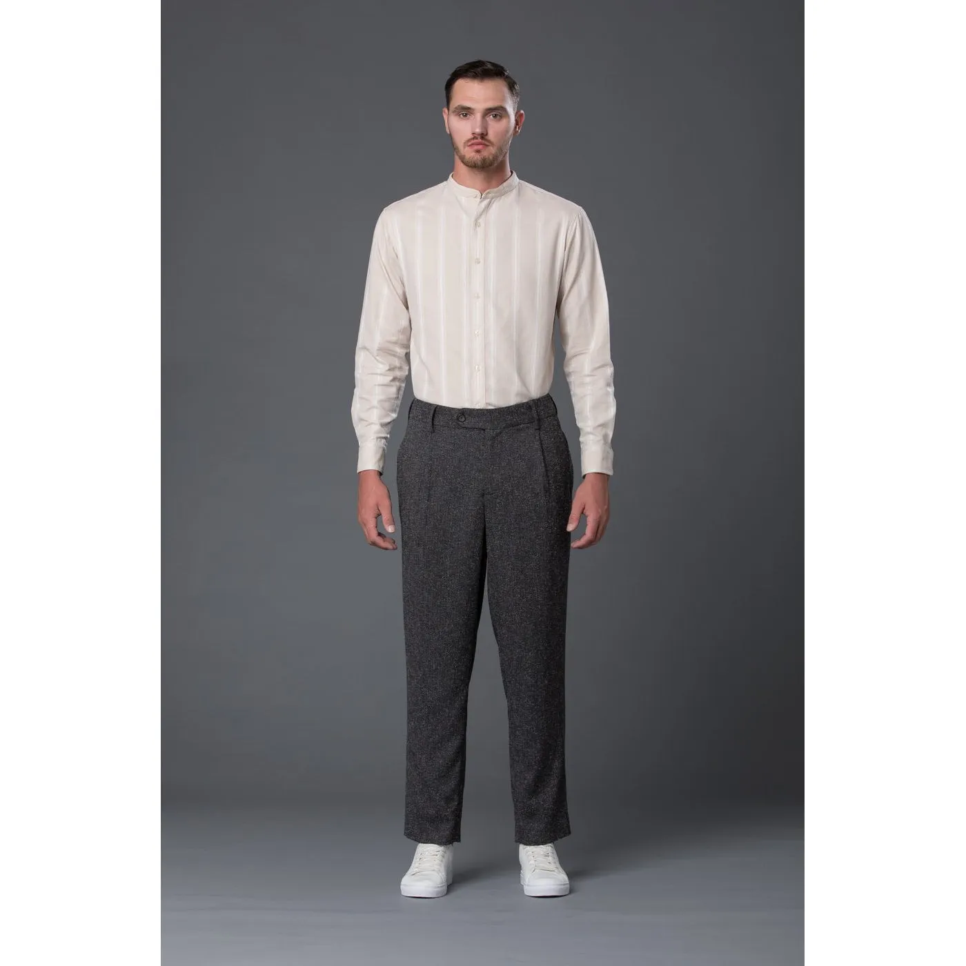 Grey Melange Cooper Wide Leg Trouser