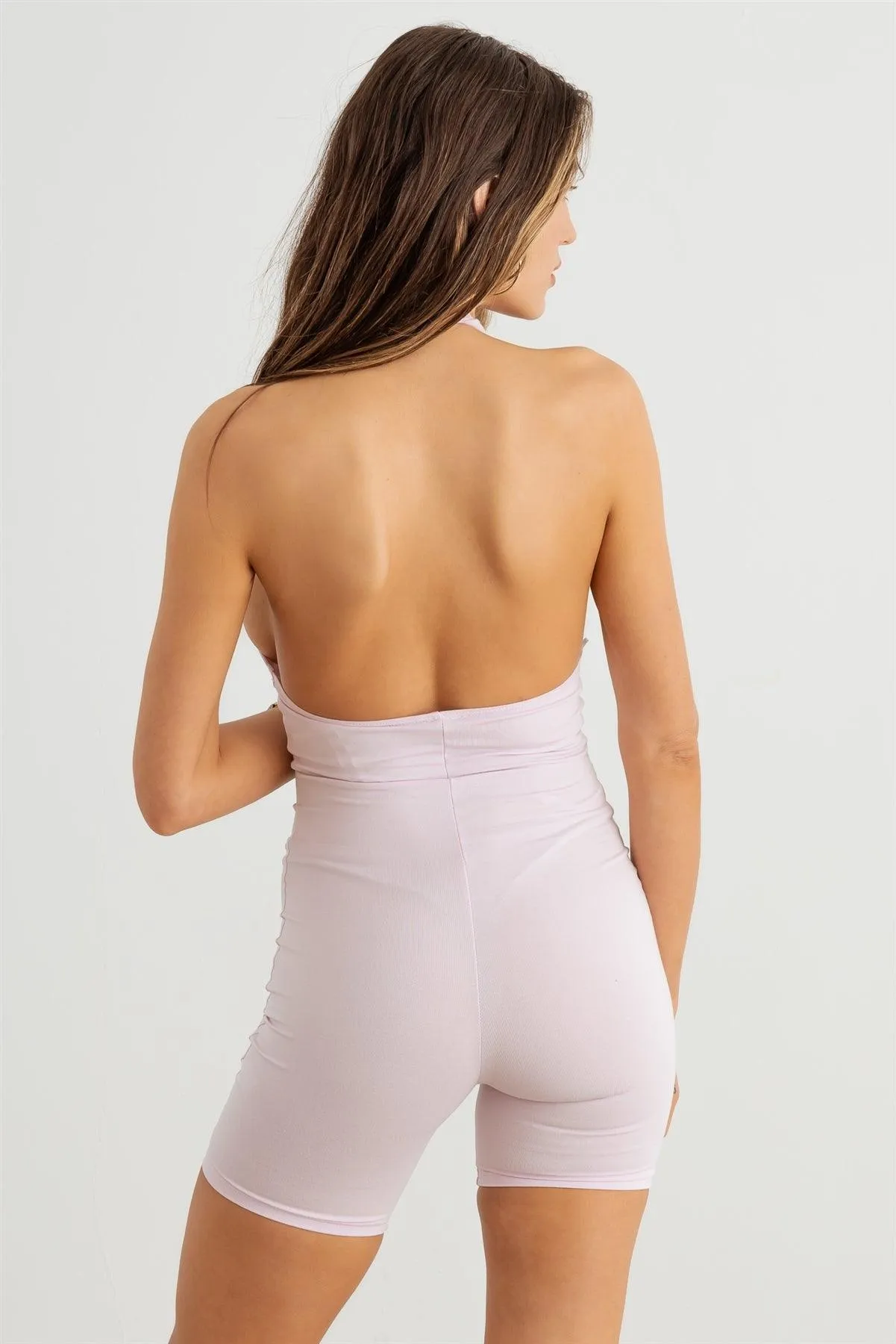 Halter Neck Sleeveless Open Back Romper