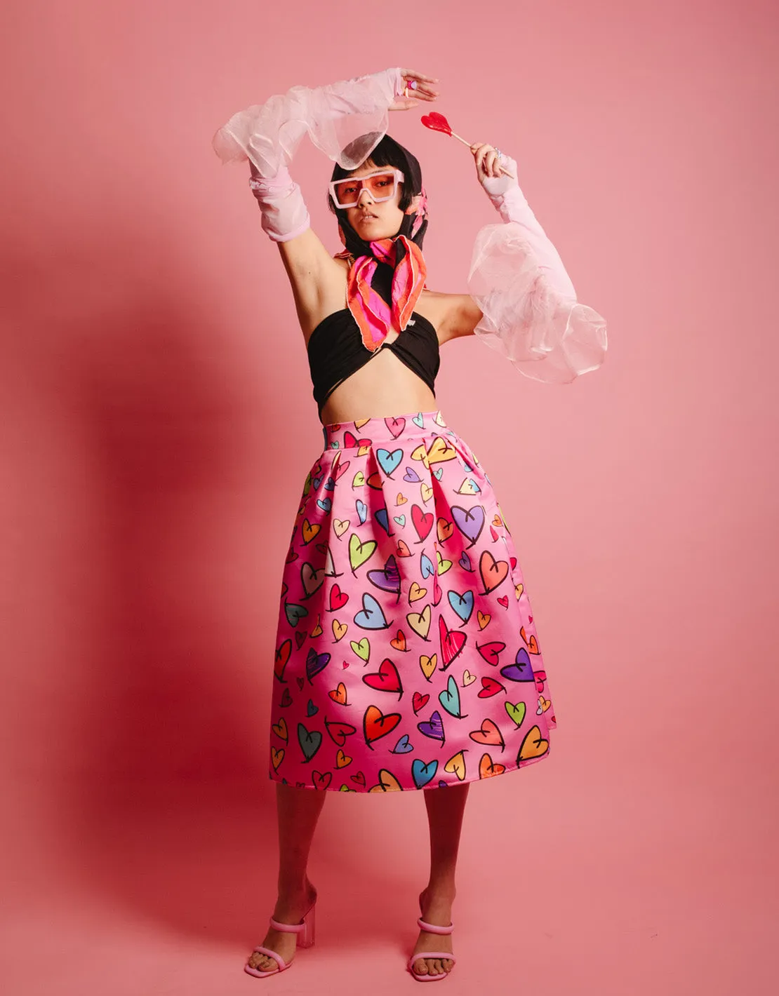Hearts midi skirt