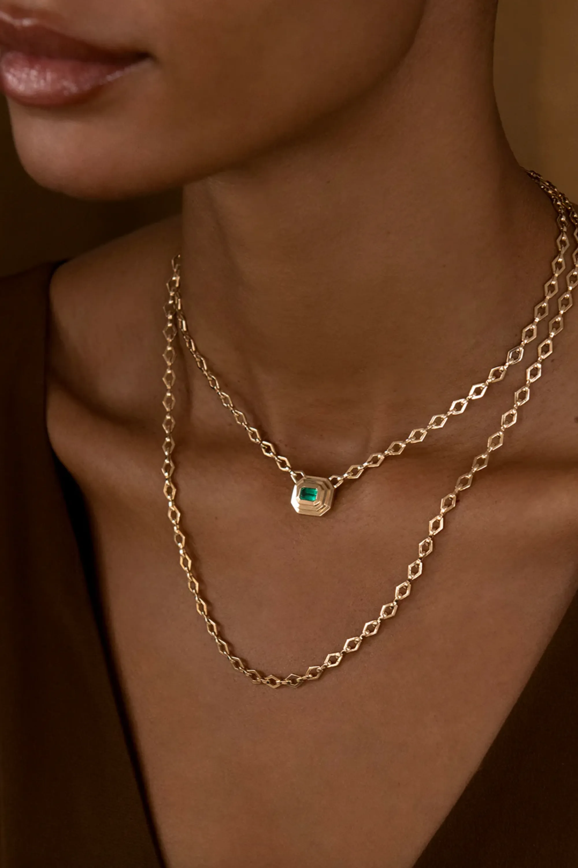 Heavy Medium Lozenge Link Chain, Yellow Gold