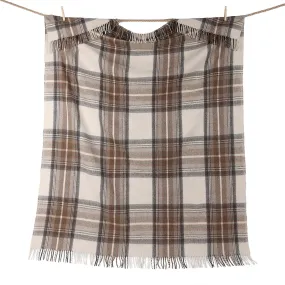 Highland Wool Blend Tartan Blanket Throw Stewart Natural Dress