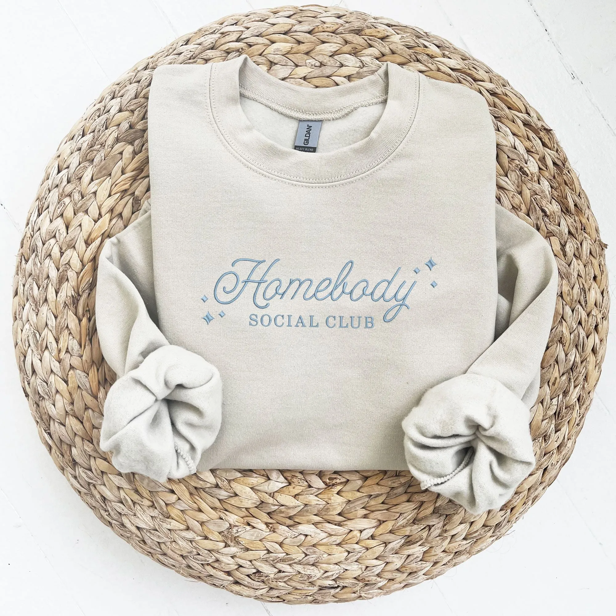 Homebody Social Club Embroidered Gemma Crewneck Sweatshirt