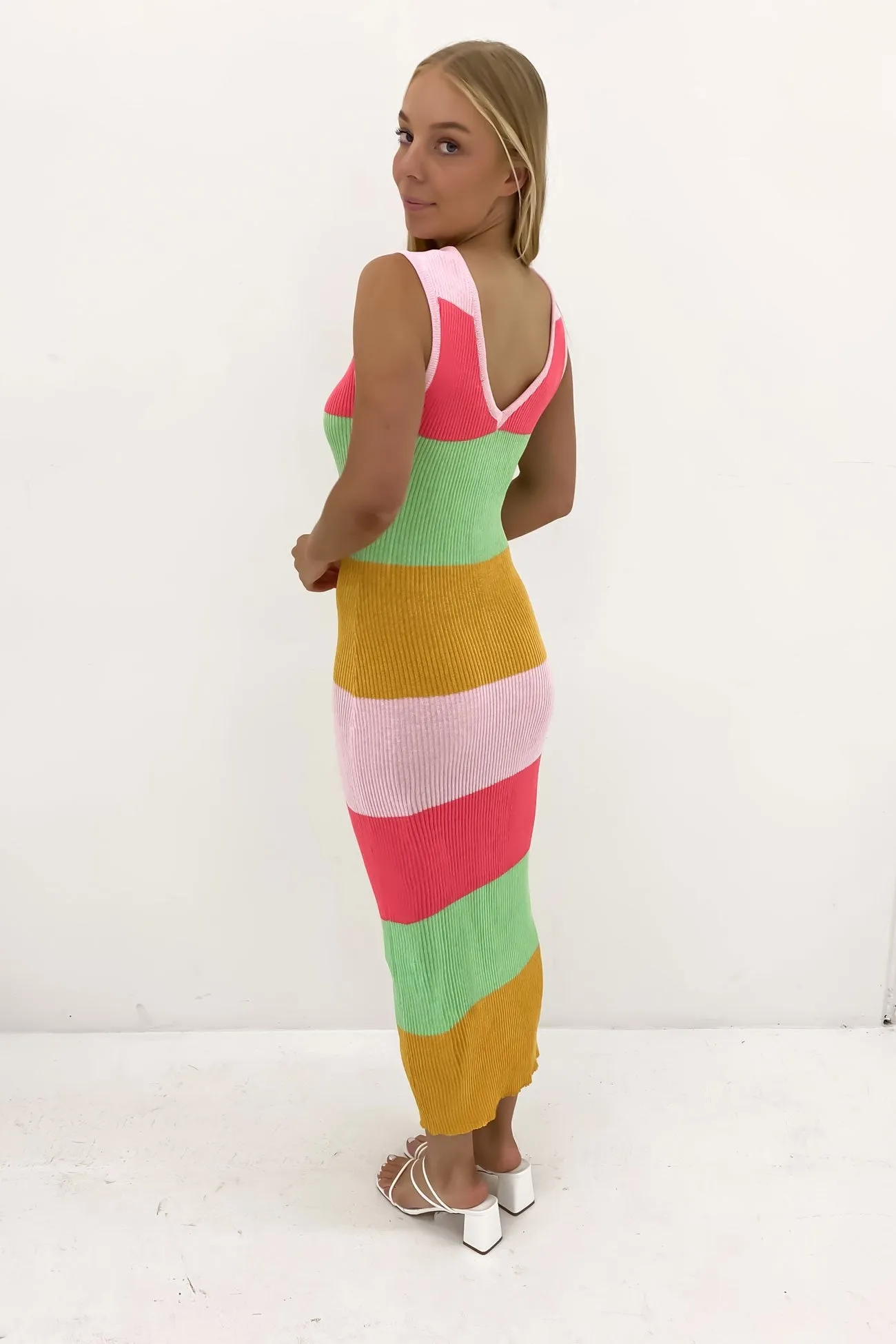 Honolulu Knit Maxi Dress Multi Stripe