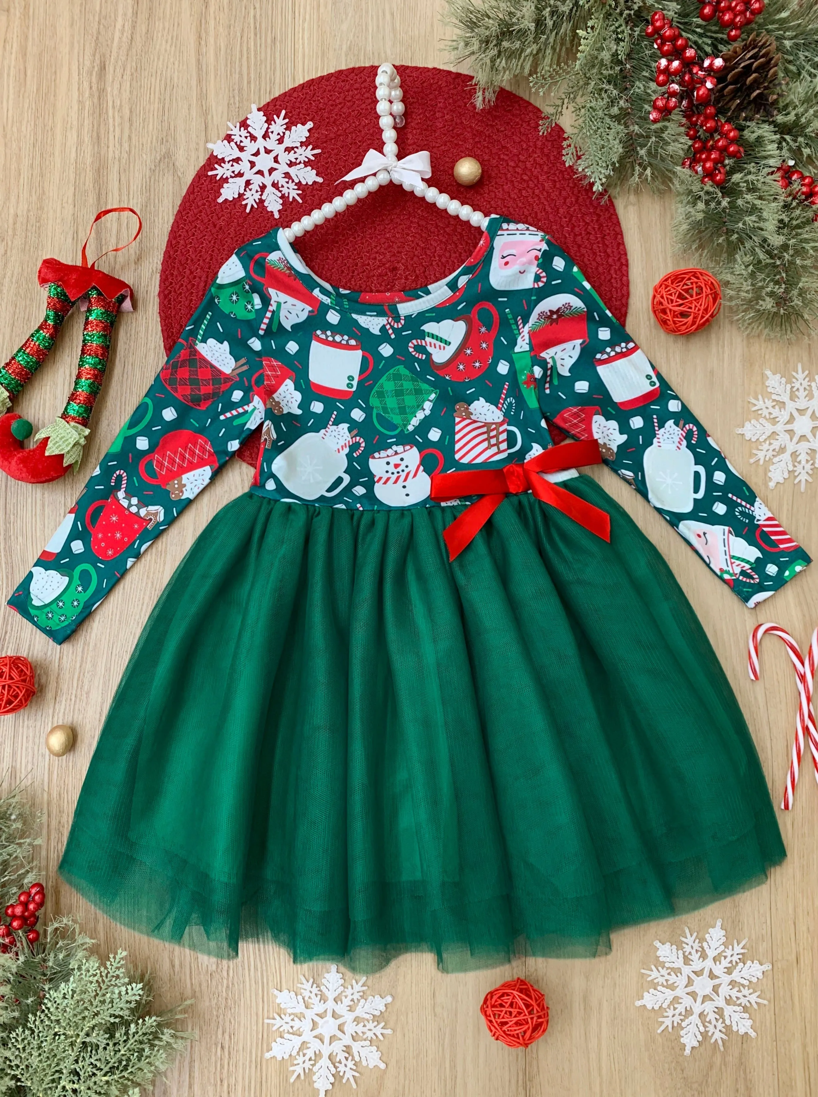 Hot Cocoa and Holiday Mugs Tutu Dress