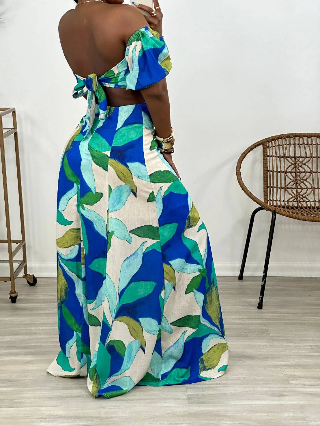 In Full Bloom Maxi Dress (Blue/Green)